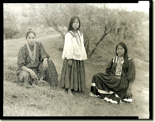 Three Apache Girls, San Carlos Arizona<br>Platinum Photograph